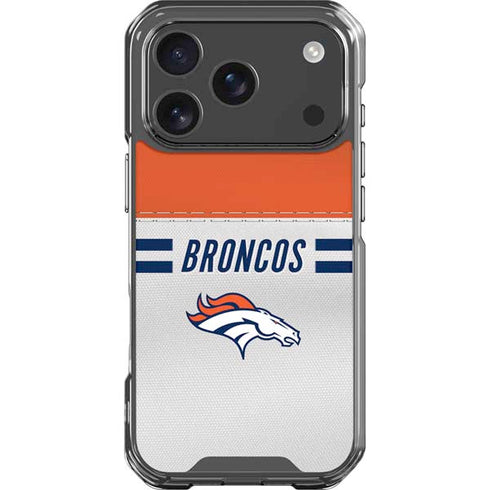 NFL Denver Broncos White Striped iPhone 18 Pro Clear Case
