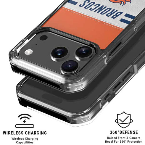 NFL Denver Broncos White Striped iPhone 18 Pro Clear Case
