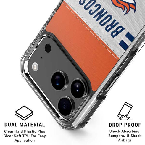 NFL Denver Broncos White Striped iPhone 18 Pro Clear Case