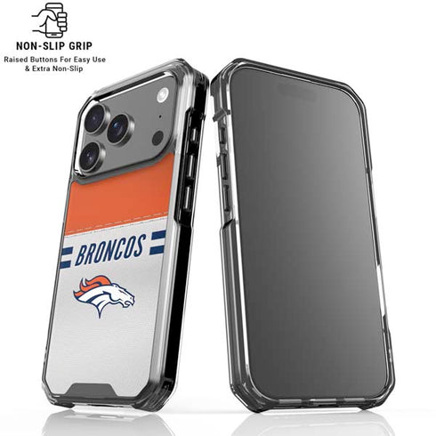NFL Denver Broncos White Striped iPhone 18 Pro Clear Case
