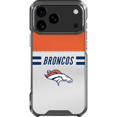 NFL Denver Broncos White Striped iPhone 18 Pro Max Clear Case