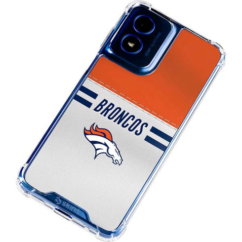 NFL Denver Broncos White Striped Moto G 5G (2024) Clear Case