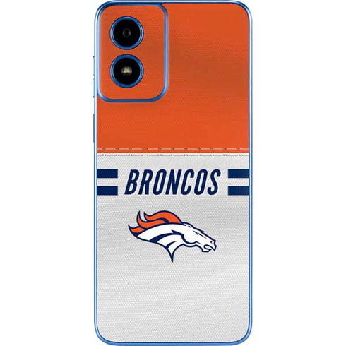 NFL Denver Broncos White Striped Moto G Play 4G (2024) Skin