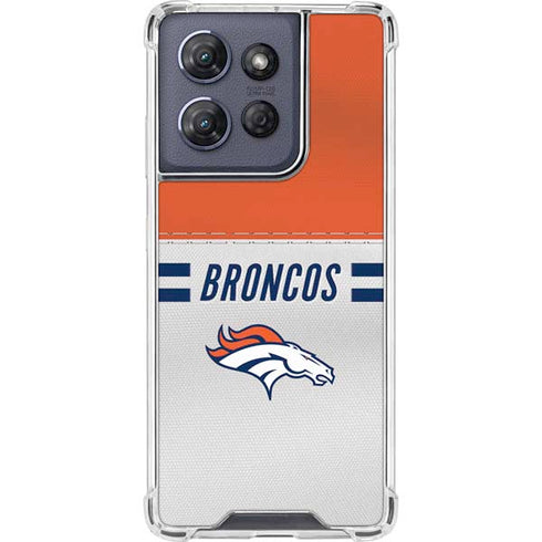 NFL Denver Broncos White Striped Moto G Play 5G (2025) Clear Case