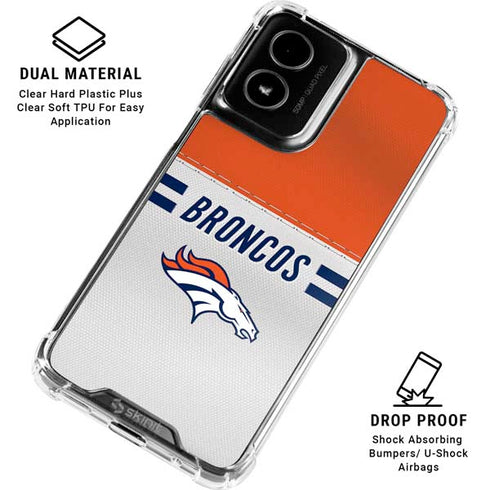 NFL Denver Broncos White Striped Moto G Power 5G (2024) Clear Case