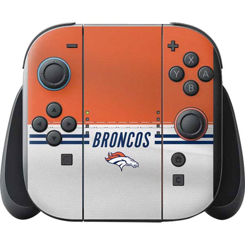NFL Denver Broncos White Striped Nintendo Switch 2 (2025) with Joy-Con Skin