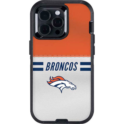 NFL Denver Broncos White Striped Otterbox Defender iPhone Skin