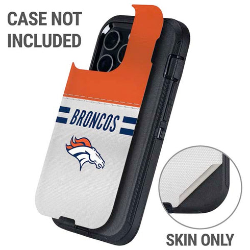 NFL Denver Broncos White Striped Otterbox Defender iPhone Skin