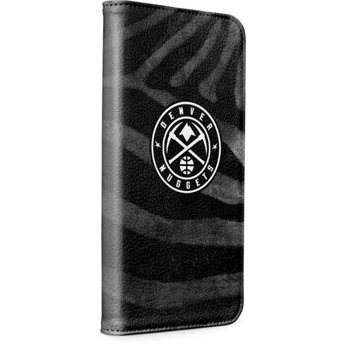 NBA Denver Nuggets Black Animal Print iPhone 15 Plus Folio Case