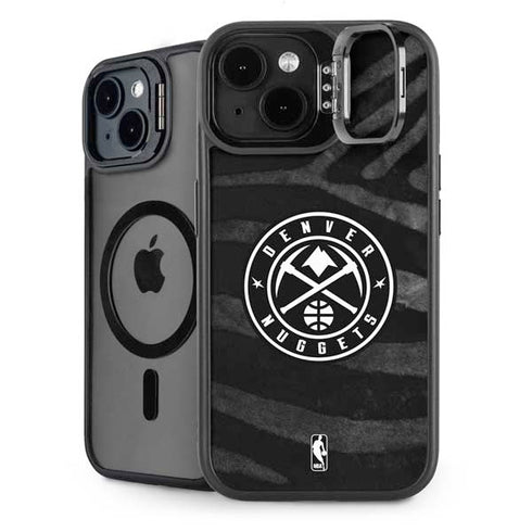 NBA Denver Nuggets Black Animal Print iPhone 15 Plus Kickstand Case