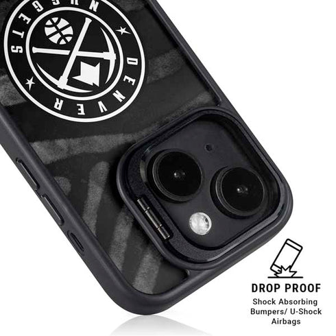 NBA Denver Nuggets Black Animal Print iPhone 15 Plus Kickstand Case