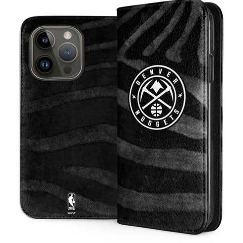 NBA Denver Nuggets Black Animal Print iPhone 15 Pro Folio Case