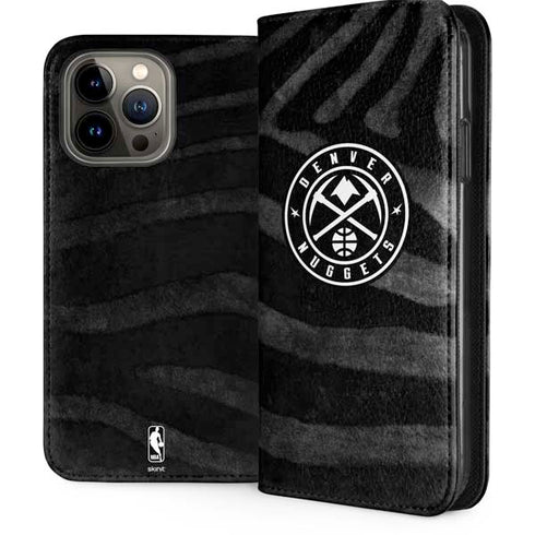 NBA Denver Nuggets Black Animal Print iPhone 15 Pro Max Folio Case