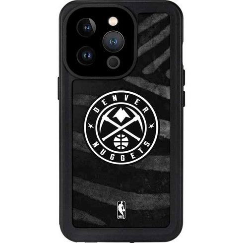 NBA Denver Nuggets Black Animal Print iPhone 15 Pro Waterproof Case