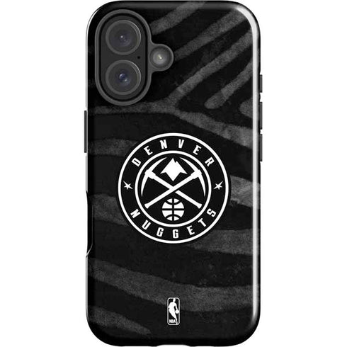 NBA Denver Nuggets Black Animal Print iPhone 16 Plus Impact Case