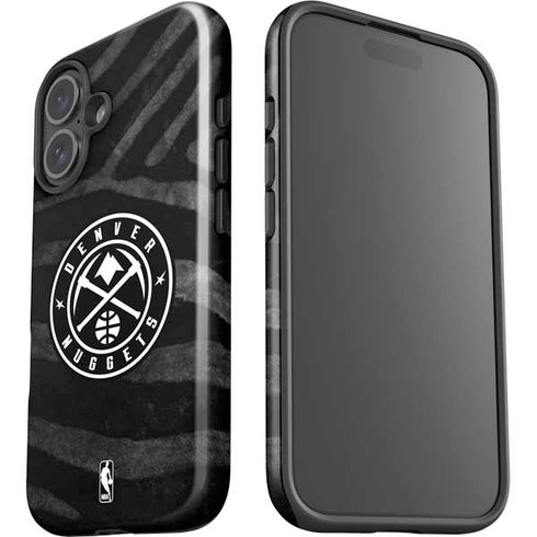 NBA Denver Nuggets Black Animal Print iPhone 16 Plus Impact Case