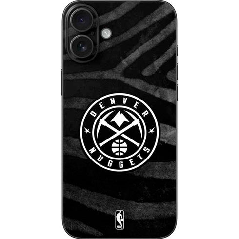 NBA Denver Nuggets Black Animal Print iPhone 16 Plus Skin