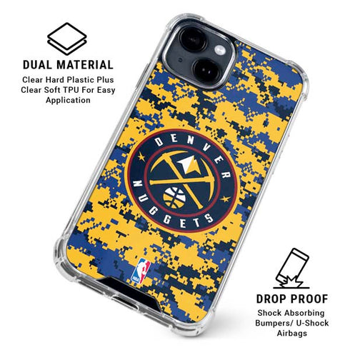 NBA Denver Nuggets Digi Camo iPhone 15 Clear Case