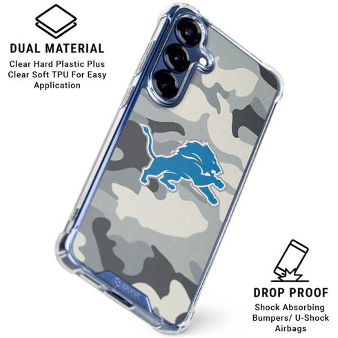 NFL Detriot Lions Camo Galaxy S25 Plus Clear Case