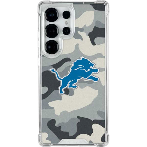 NFL Detriot Lions Camo Galaxy S25 Ultra Clear Case