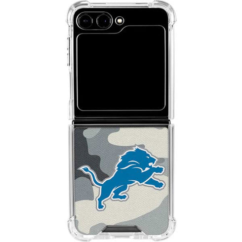 NFL Detriot Lions Camo Galaxy Z Flip6 Clear Case