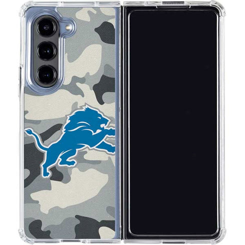 NFL Detriot Lions Camo Galaxy Z Fold5 5G Clear Case