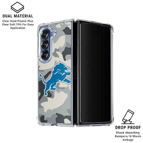 NFL Detriot Lions Camo Galaxy Z Fold6 Clear Case