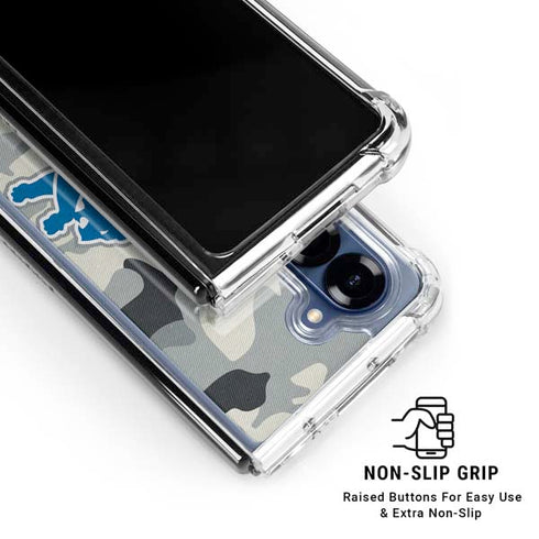 NFL Detriot Lions Camo Galaxy Z Fold6 Clear Case