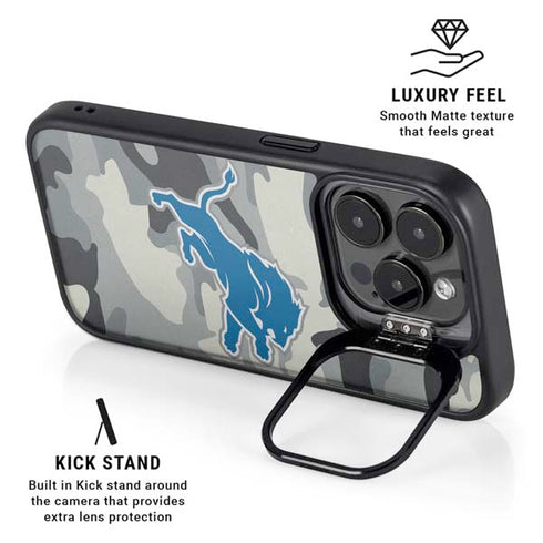 NFL Detriot Lions Camo iPhone 13 Pro Kickstand Case