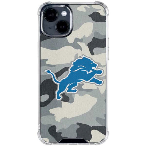 NFL Detriot Lions Camo iPhone 15 Clear Case
