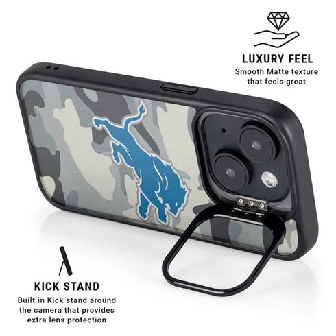 NFL Detriot Lions Camo iPhone 15 Kickstand Case