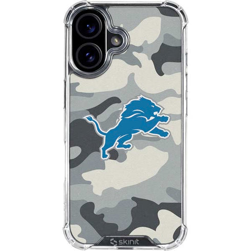 NFL Detriot Lions Camo iPhone 16 Clear Case