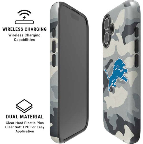 NFL Detriot Lions Camo iPhone 16 Magsafe Impact Case