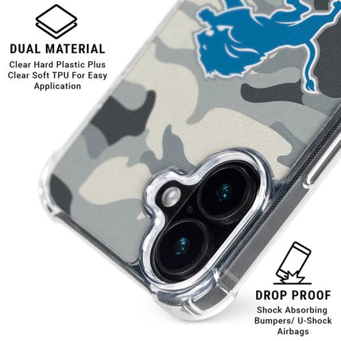 NFL Detriot Lions Camo iPhone 16 Plus MagSafe Case