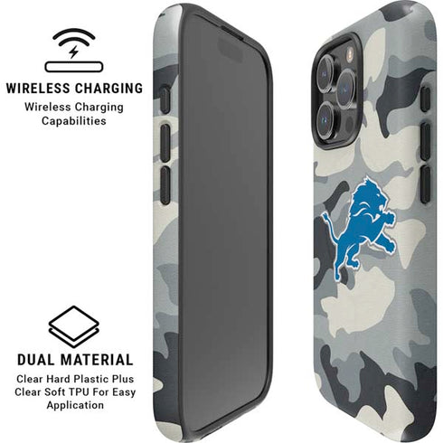 NFL Detriot Lions Camo iPhone 16 Pro Magsafe Impact Case