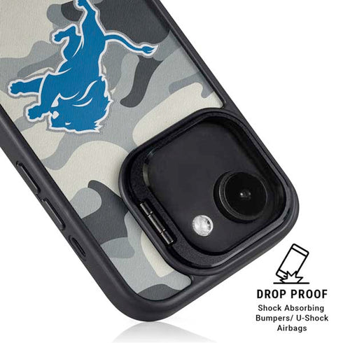 NFL Detriot Lions Camo iPhone 16e Kickstand Case
