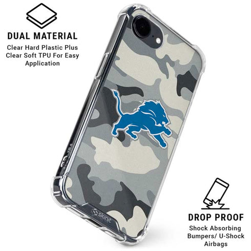 NFL Detriot Lions Camo iPhone 16e Clear Case