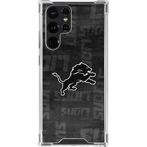 NFL Detroit Lions Black & White Galaxy S23 Ultra Clear Case