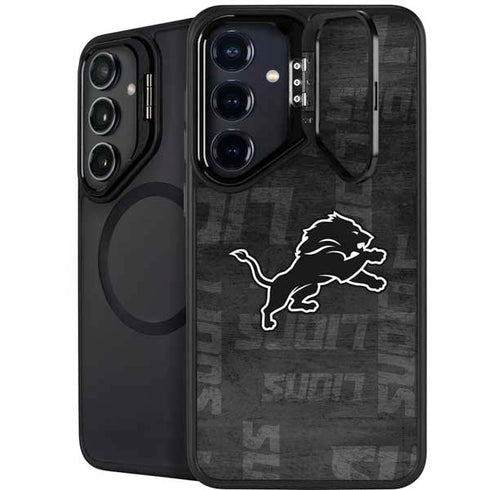 NFL Detroit Lions Black & White Galaxy S25 Kickstand Case