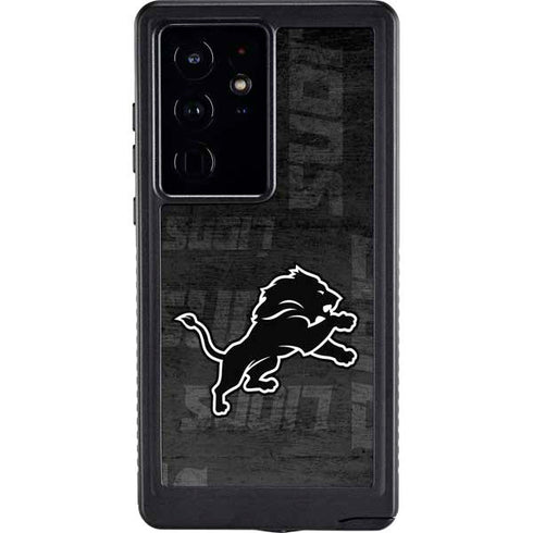NFL Detroit Lions Black & White Galaxy S24 Ultra Waterproof Case