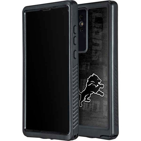 NFL Detroit Lions Black & White Galaxy S24 Ultra Waterproof Case