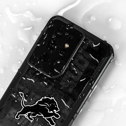 NFL Detroit Lions Black & White Galaxy S24 Ultra Waterproof Case