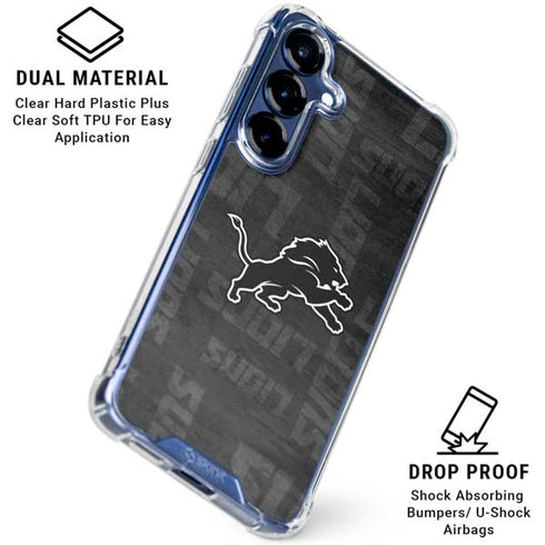 NFL Detroit Lions Black & White Galaxy S25 Clear Case