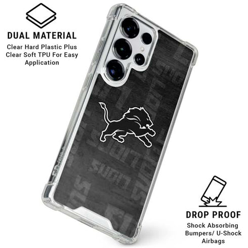 NFL Detroit Lions Black & White Galaxy S25 Ultra Clear Case