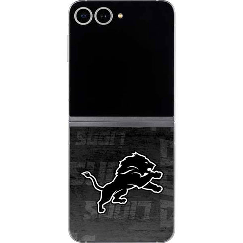 NFL Detroit Lions Black & White Galaxy Z Flip6 Skin