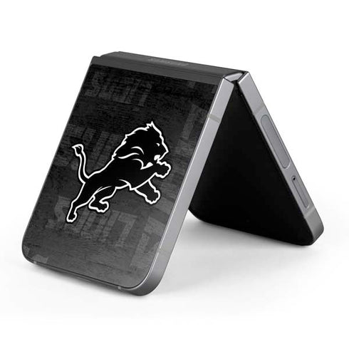 NFL Detroit Lions Black & White Galaxy Z Flip6 Skin