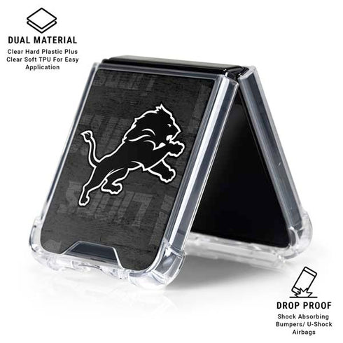 NFL Detroit Lions Black & White Galaxy Z Flip6 Clear Case