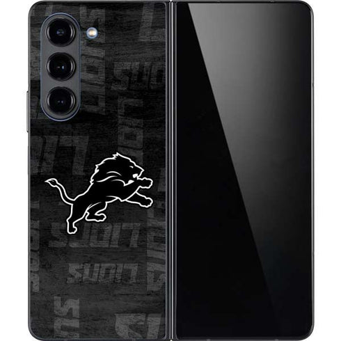 NFL Detroit Lions Black & White Galaxy Z Fold5 5G Skin