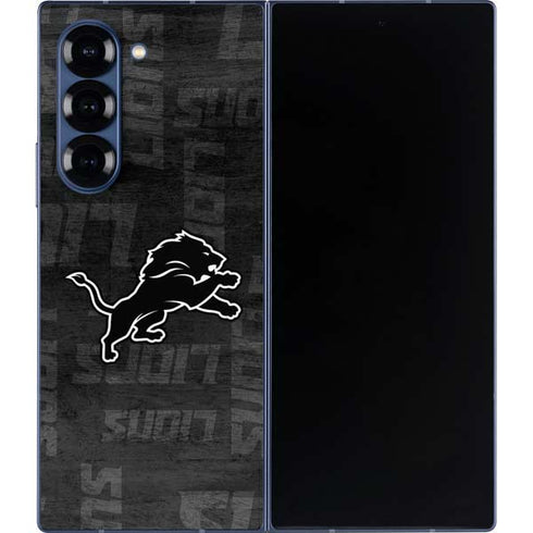 NFL Detroit Lions Black & White Galaxy Z Fold6 Skin