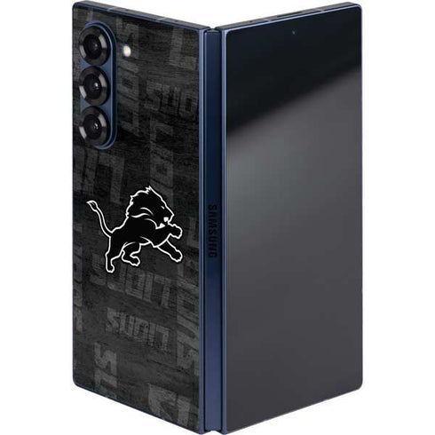 NFL Detroit Lions Black & White Galaxy Z Fold6 Skin